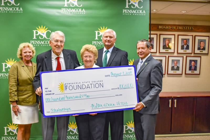 decorative image of PSC-Usry-donation-edited-small- , Dona and Milton Usry donate $100,000 to Pensacola State College  for scholarships 2019-08-07 11:21:31