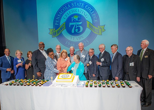 decorative image of Cake-Cutting , Pensacola State College celebrated its 75th anniversary on Sept. 13 with a full day of events 2023-10-26 11:02:00